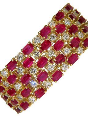 GIA Certified Natural Ruby Diamond Cuff Bracelet 18kt Important 12337*